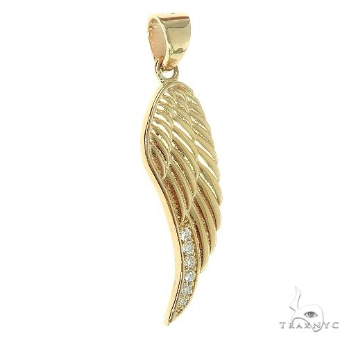14K Gold Diamond Half Angel Wing 66449 - Image 2