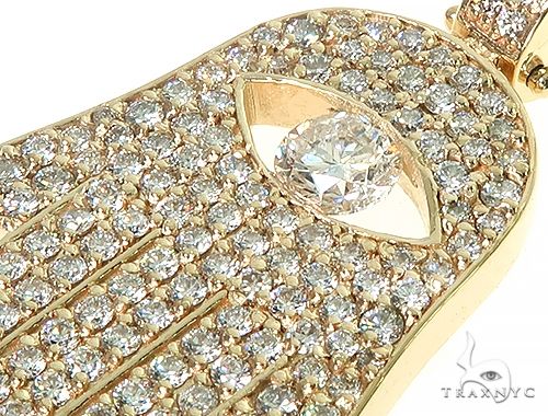 14K Gold Diamond Hamsa Pendant, photo 4 of 7