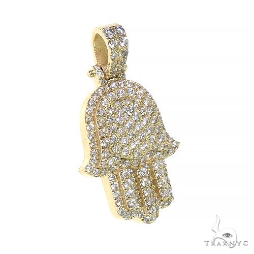 14K yellow gold Hamsa pendant fully encrusted with round diamonds and diamond bail