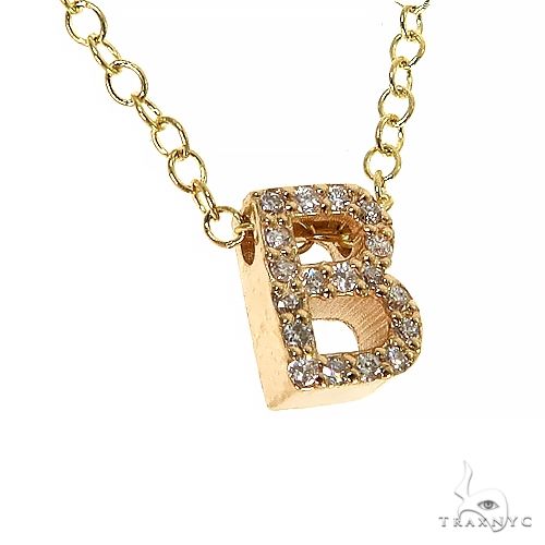 14K Gold Diamond Pavé Mini Diamond Initial Necklace, photo 2 of 6