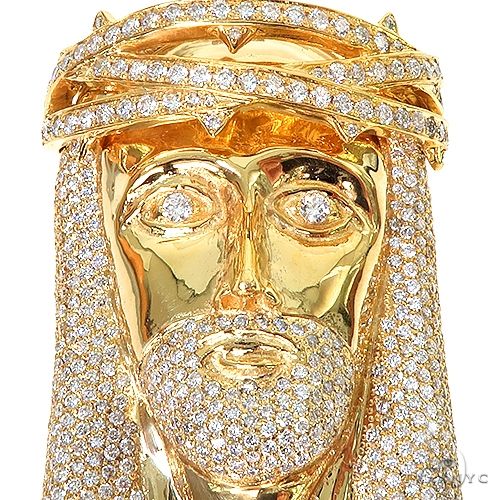 14K Gold Diamond Jesus Pendant, photo 3 of 6