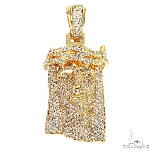 Medium 14K Gold Diamond Jesus Pendant 67257 - Image 1