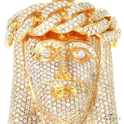 14K Gold Diamond Jesus Pendant, photo 3 of 6