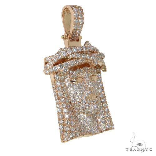 Small 14K Gold Diamond Jesus Pendant, photo 2 of 6