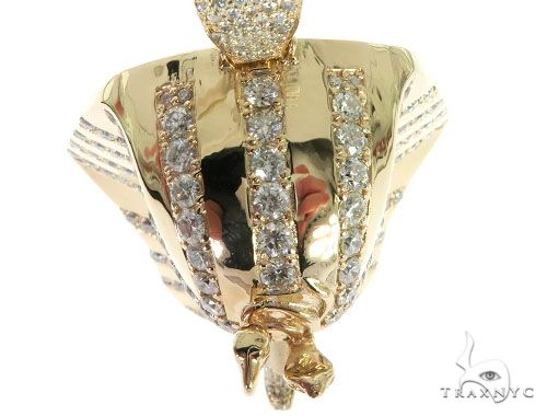 14K Gold King Tut Diamond Pendant Sandblasted Face, photo 10 of 16