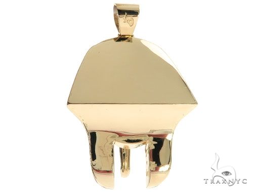 14K Gold King Tut Diamond Pendant Sandblasted Face, photo 5 of 16