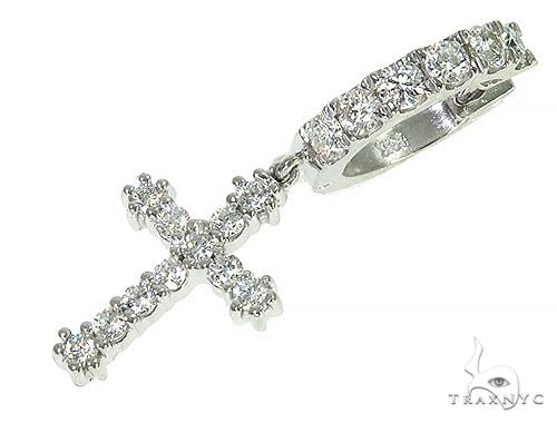 14K Gold Diamond Single Cross Earrings, photo 2 of 5