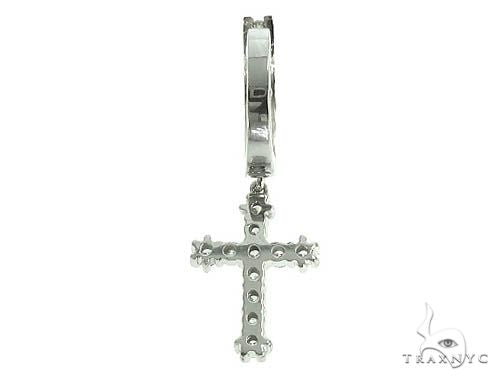 14K Gold Diamond Single Cross Earrings, photo 3 of 5