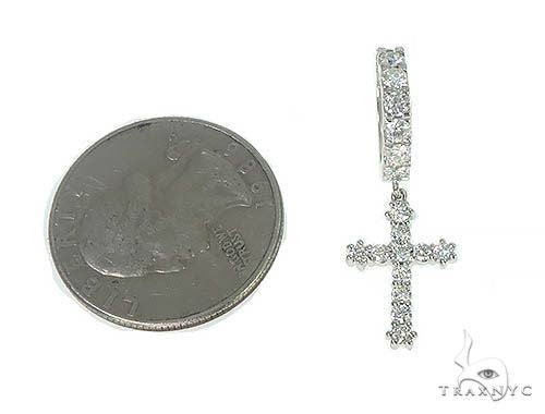 14K Gold Diamond Single Cross Earrings, photo 4 of 5