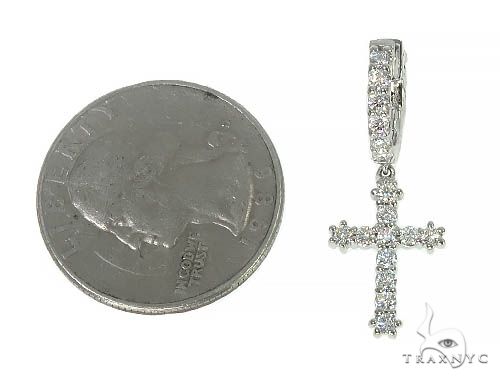 14K Gold Diamond Single Cross Earrings, photo 5 of 6
