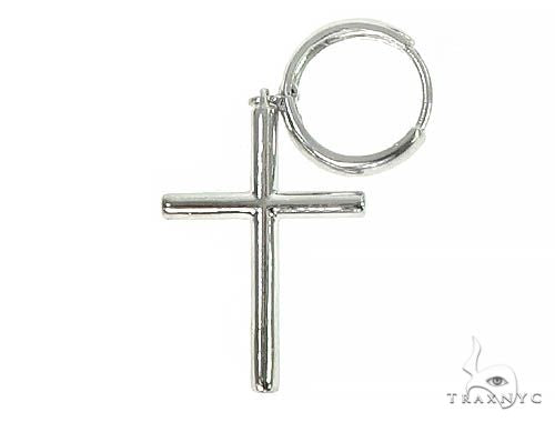 14K Gold Diamond Single Cross Earrings, photo 4 of 6