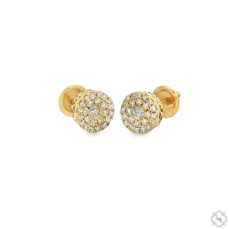 14K Gold Diamond Cluster Earrings, photo 2 of 9