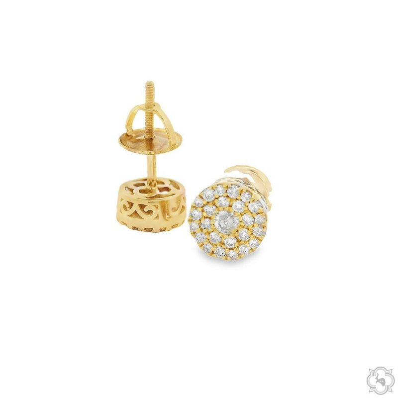 14K Gold Diamond Cluster Earrings, photo 4 of 9