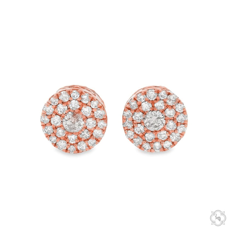 14K Gold Diamond Cluster Earrings, view 9