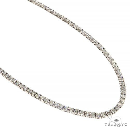14K white gold diamond tennis chain with round-cut stones and secure clasp