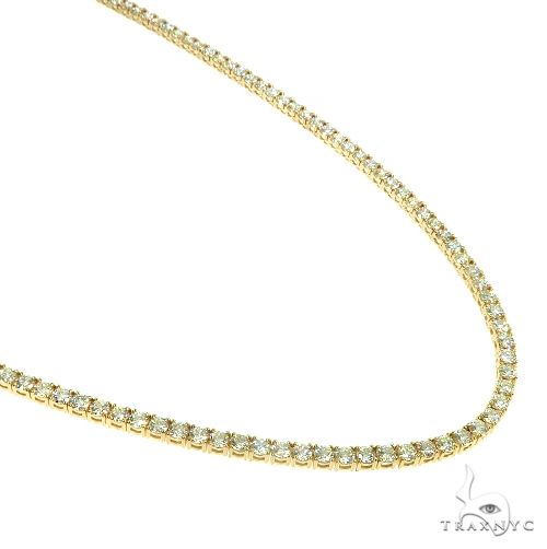 14K gold diamond tennis chain necklace, 22 inches, 3mm width — front-facing full length view