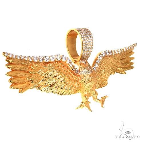14K Gold Eagle Diamond Pendant 67785 - Image 2