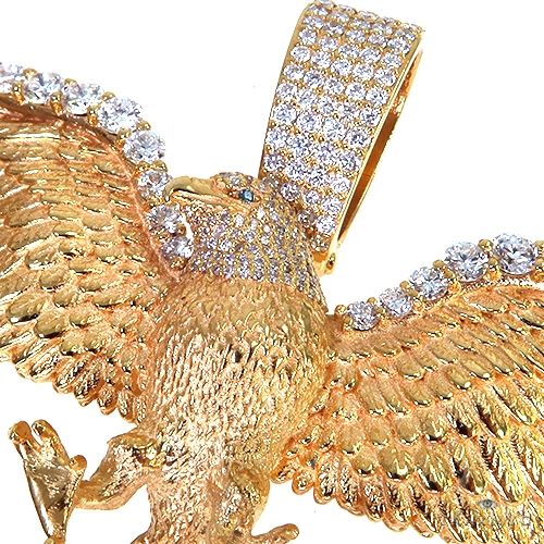 14K Gold Eagle Diamond Pendant 67785 - Image 3