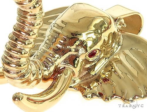 Yellow 14K gold elephant pendant with detailed ears and trunk for men