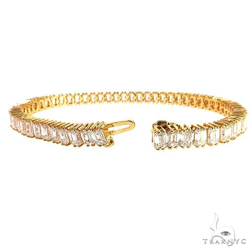 14K Gold Emerald-Cut Diamond Tennis Bracelet (Lab), photo 2 of 6