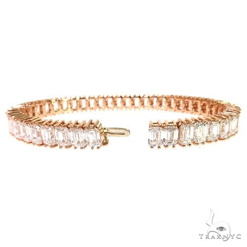 14K Gold Emerald Diamond Bracelet (Lab) 68612 - Image 2