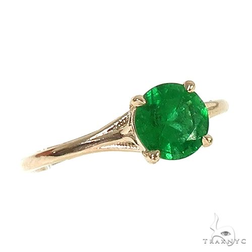 14k gold emerald solitaire ring in prong setting, available in yellow, rose, and white gold