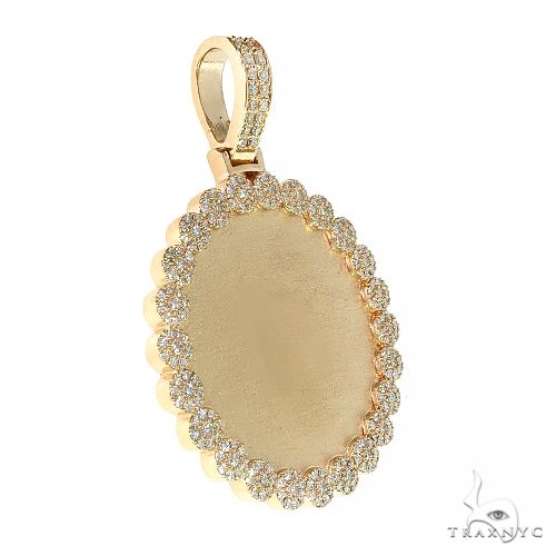 14K Gold Flower Frame Diamond Photo Pendant 66547 - Image 2
