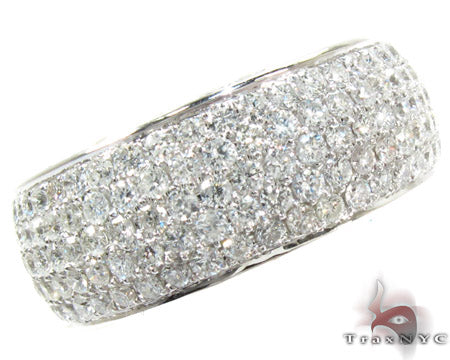 14K white gold men's ring fully encrusted with multiple small diamonds, domed design