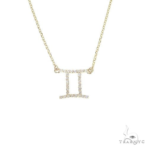 14K Gold Gemini Diamond Necklace 66713 | TraxNYC