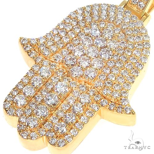 14K Gold Hamsa Diamond Pendant, photo 3 of 6