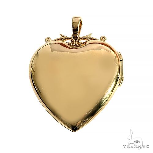 14K Gold Heart Locket Photo Pendant 66631 - Image 4