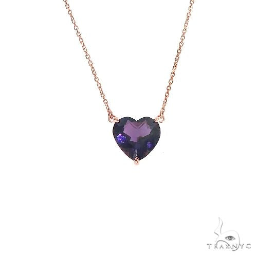14K Gold Heart Shape Amethyst Necklace 66745 - Image 1