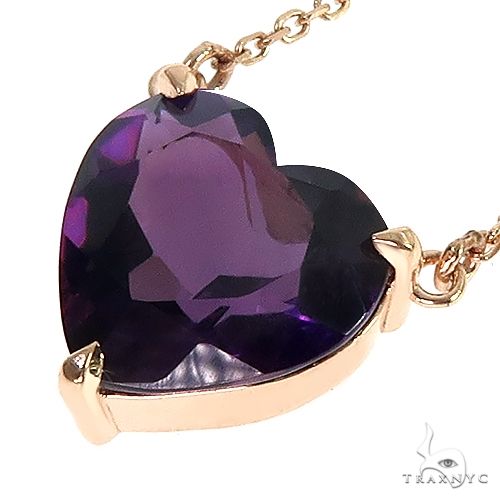 14K Gold Heart Shape Amethyst Necklace 66745 - Image 3