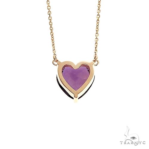 14K Gold Heart Shape Amethyst Necklace 66745 - Image 4