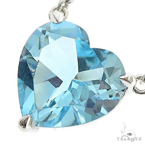 14K Gold Heart Shape Aquamarine Necklace, photo 3 of 4