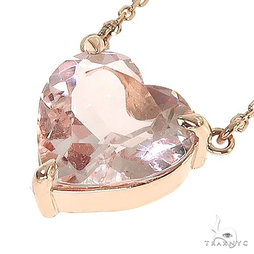 14K Gold Heart Shape Morganite Necklace, photo 3 of 4