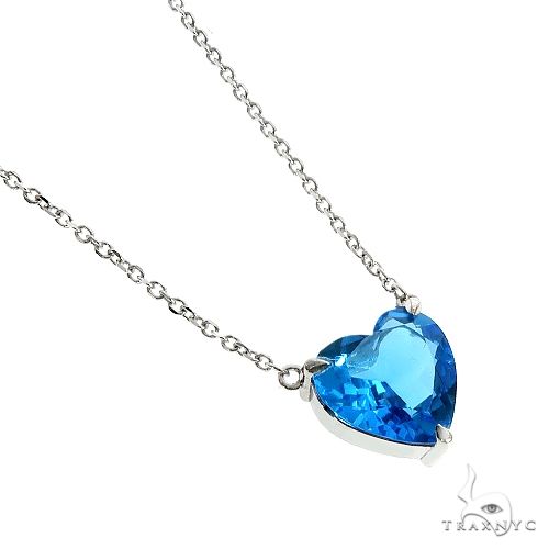 14K Gold Heart Shape Swiss Blue Topaz Necklace 66744 - Image 2