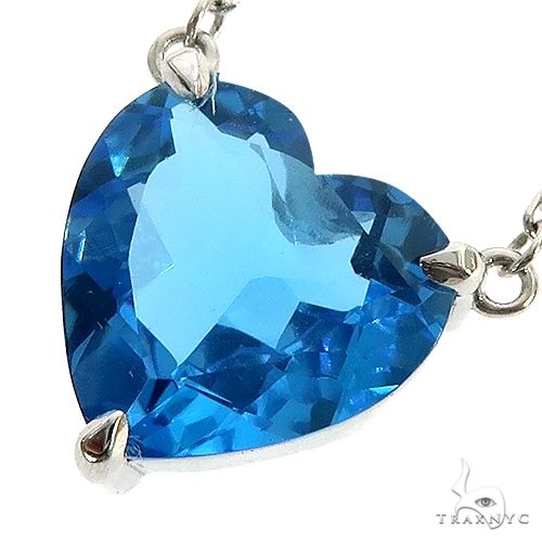 14K Gold Heart Shape Swiss Blue Topaz Necklace 66744 - Image 3