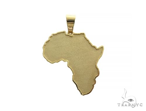 14K gold African map pendant, medium size, front-facing view showing continent silhouette detail