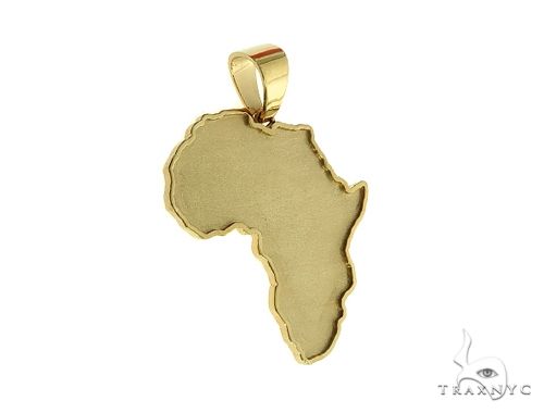 14K yellow gold African continent pendant with smooth finish and polished edges