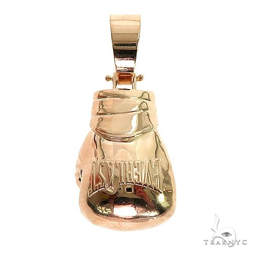 14k gold MMA boxing glove pendant, medium scale, solid metal casting, front angle