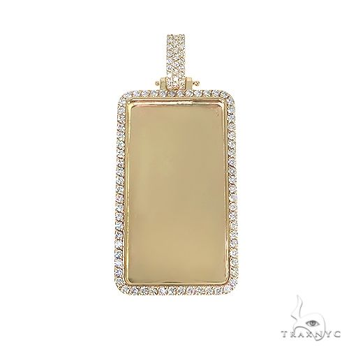 14K gold memorial photo pendant in yellow gold – engraved personal photo face, front view