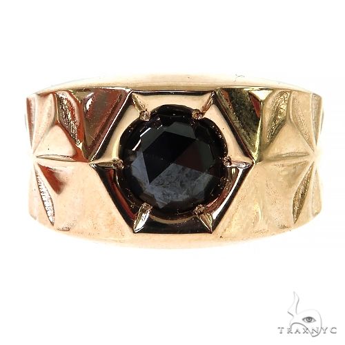 14K Gold Solitary Tuxedo Black Diamond Ring, photo 2 of 6