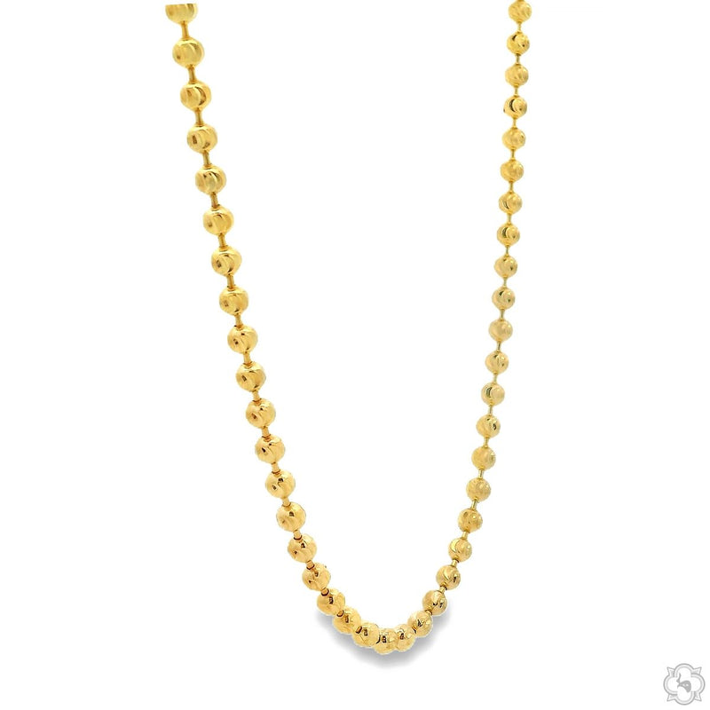 14K yellow gold moon cut chain necklace, 22 inches, 2.9mm thickness, polished finish