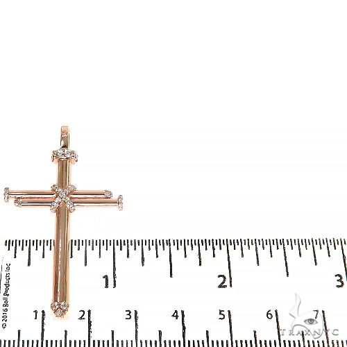 14K rose gold cross pendant designed as nails with diamond accents, about 2 inches long