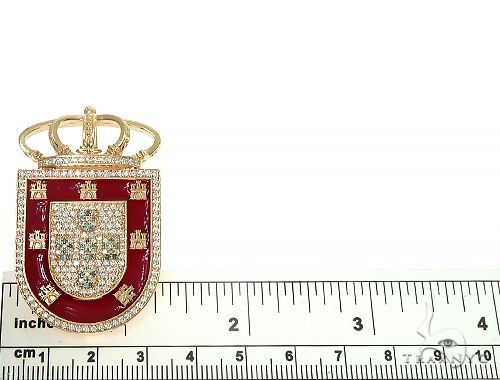 14K Gold Portugal Flag Emblem Diamond Pendant 66362 - Image 7