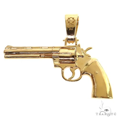 14K Gold Rotating Revolver Pendant, photo 3 of 7