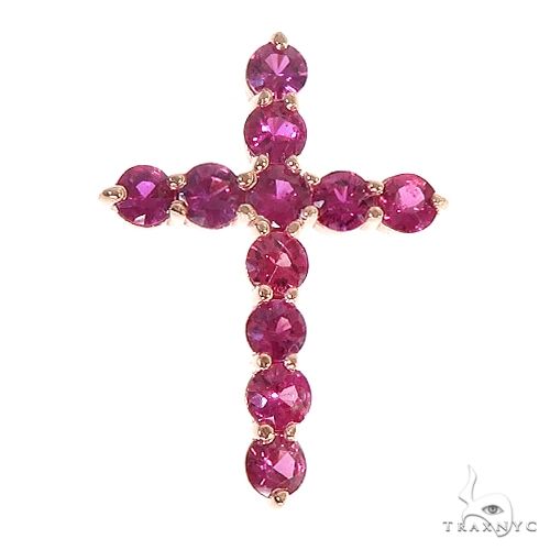 14K Gold Ruby Cross 67052 | TraxNYC