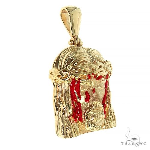 14K Gold Blood Dripping Jesus Face Pendant, photo 2 of 6