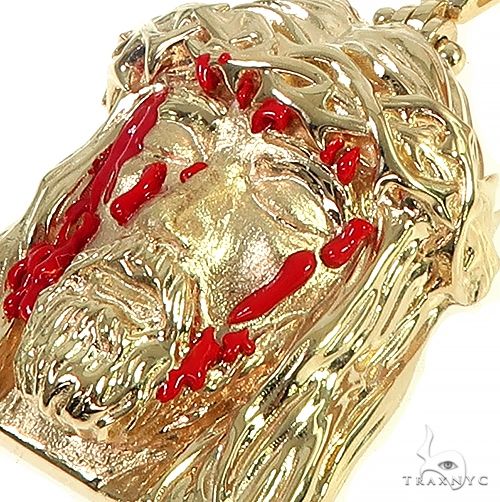 14K Gold Blood Dripping Jesus Face Pendant, photo 4 of 6